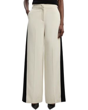 Karen Millen Contrast Color Wide Leg Trouser - Natural
