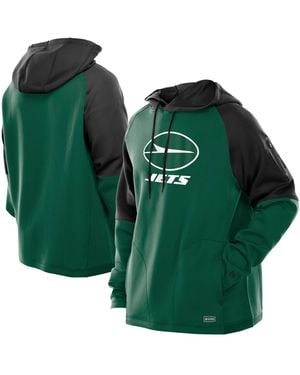KTZ New York Jets Combine Authentic Color Block Raglan Pullover Hoodie - Green