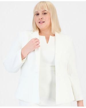 Kasper Plus Size Crepe One-button Blazer - White