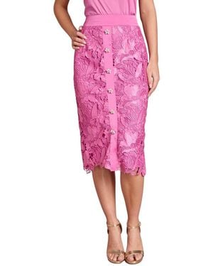 Coast Lace Embroidered Pencil Skirt - Pink