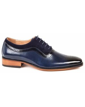Gino Vitale Lace Up Medallion Toe Dress Shoes - Blue