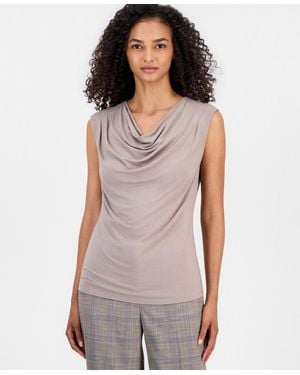 Anne Klein Pleated Cowl-neck Sleeveless Top - Purple