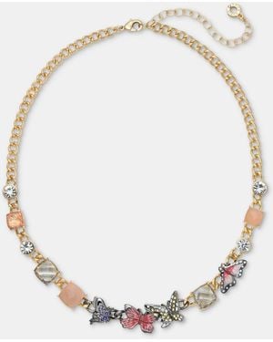 Anne Klein Mixed Stone Butterfly Collar Necklace - Metallic