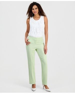 Kasper Lily Melange Crepe Straight Leg Pants - Green