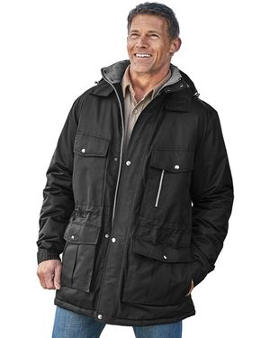 Boulder Creek Big & Tall By Kingsize Fleece-lined Parka With Detachable Hood And 6 Pockets - Black