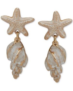 Lonna & Lilly Gold-tone Starfish & Shell Drop Earrings - White