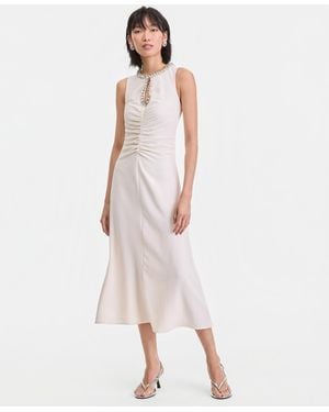 INC International Concepts Sleeveless Jewelry-embellished Midi Dress - White