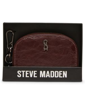Steve Madden Jadez Faux Leather Coin Purse With Zipper Closure And Key Chain - Black