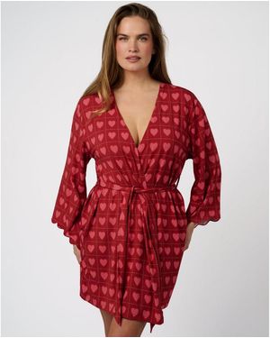 WeWoreWhat Scallop Sleeve Robe - Red