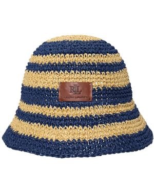 Ralph Lauren Stripe Crochet Bucket Hat - Blue