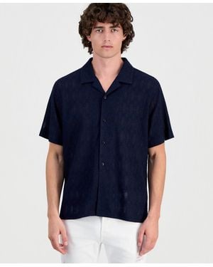 Guess Coastal Crochet Resort Knit Shirt - Blue