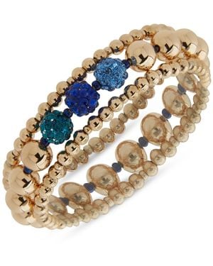 Karl Lagerfeld 3-pc. Set Pave Fireball & Logo Beaded Stretch Bracelets - Metallic