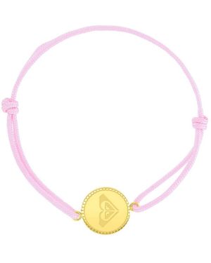 Roxy Waterproof Yellow Rd Triangluar Heart Charm Adjustable Bracelet - Pink