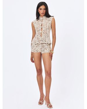 Miss Circle Rosanne Low-rise Crochet Shorts - White