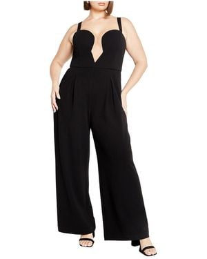 City Chic Plus Size Flaunt It Jumpsuit - Black