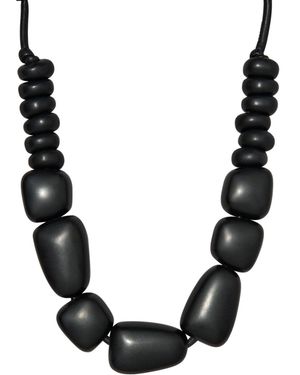 Donna Karan Black-tone Resin Leather Collar Necklace