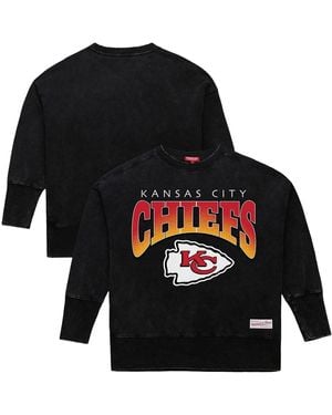 Mitchell & Ness Kansas City Chiefs Delineate Mineral Wash Crewneck Sweatshirt - Black