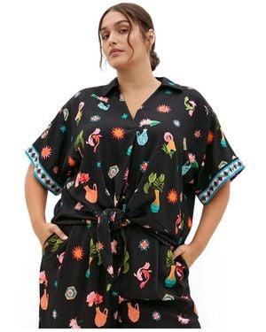 City Chic Print Shirt - Black