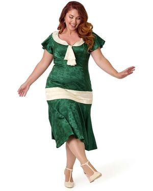 Unique Vintage Plus Size 1920s Wilshire Flapper Day Dress - Green