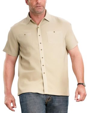 Kingsize Big & Tall Short-sleeve Linen Shirt - Natural