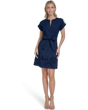 Vince Camuto Embroidered V-neck Float Dress - Blue
