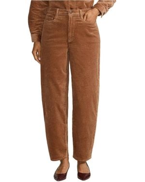 Lands' End Petite Corduroy High Rise Barrel Leg Ankle Pants - Brown