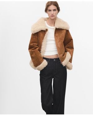Mango Double-faced Shearling Jacket - Brown