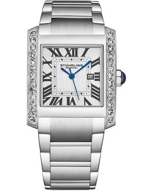 Stuhrling Elan 4088.1 S Rectangular Quartz Watch - Gray