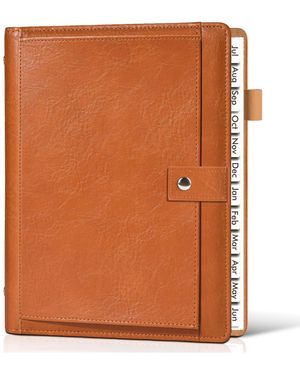 Danrong Academic Weekly Monthly Planner Hardcover Leather Organizer For Students Teachers - Brown