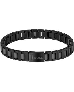 BOSS Candor Ionic Plated Thin Gold Stainless Steel Bracelet - Black