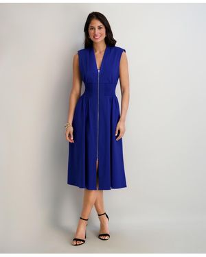 Kensie Sleeveless V-neck Zip-front Maxi Dress - Blue