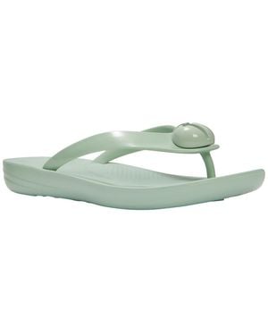 Fitflop Iqushion Glossy-button Slip-on Sandals - Green