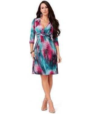 La Moda Clothing Multicolor Print Wrap-front Mini Dress - Red