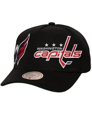 Mitchell & Ness Washington Capitals Busted Logo Wordmark Wrap-around Pro Pinch Adjustable Hat - Black
