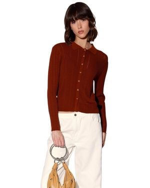 Walter Baker Pippa Rope Rib Button-front Cardigan - Red