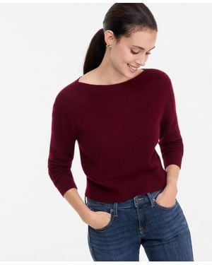 Charter Club Petite Cashmere Boat-neck Long-sleeve Sweater - Red