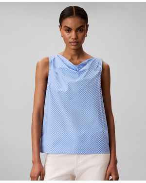 Calvin Klein Sleeveless Classic-fit Draped Neck Top - Blue