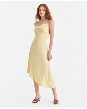 BarIII Second Skin Asymmetric-hem Slip Dress - Natural