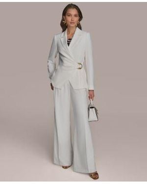 Donna Karan Side Tie Blazer Wide Leg Pant - Gray