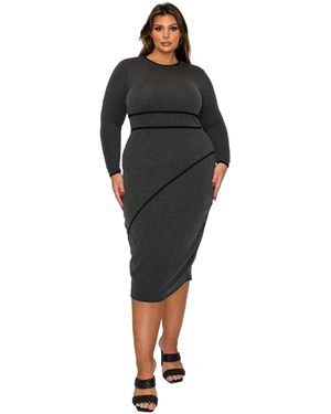 L I V D Plus Size Elora Sweater Dress - Black