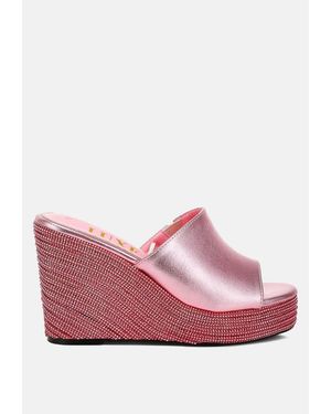LONDON RAG No Filter Wedge Heel Peep Toe Sandals - Pink