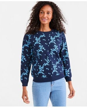 Style & Co. Printed Crewneck Sweatshirt - Blue