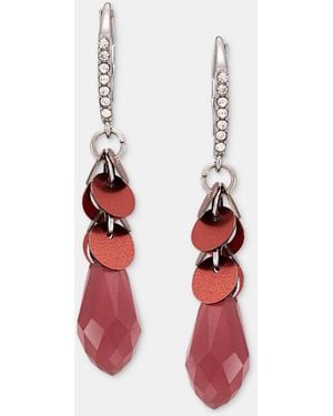 Lonna & Lilly Crystal Silver-tone Sequin Flower Hoop Earrings - Red
