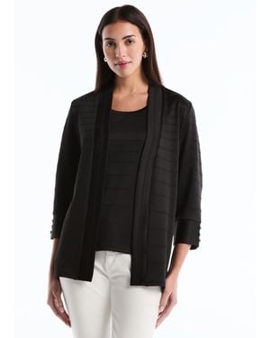 Rafaella Petite Ottoman Knit Cardigan Sweater - Black