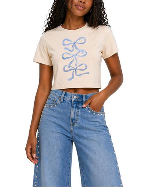 Instant Message Blue Bows Cropped Graphic T-shirt