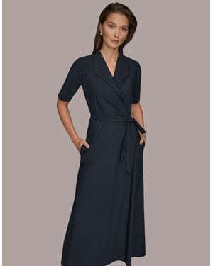 Donna Karan Weekend Elbow-sleeve Collared Polo Dress - Blue