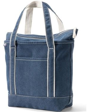 Lands' End Medium Denim Zip Top Tote Bag - Blue