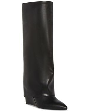 Madden Girl Evander Fold-over Cuffed Knee High Wedge Dress Boots - Black