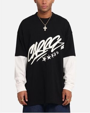 carre Graffiti Layered Long Sleeve T-shirt - Black