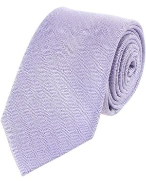 Trafalgar Classy Herringbone Wool-blend Slim Tie - Purple